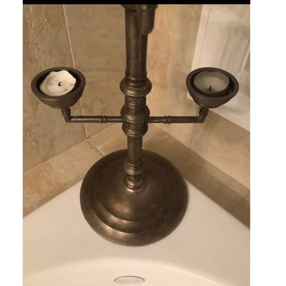 Vintage Style Pottery Barn Metal Candleholder Multi-Tier Candelabra Accent Decor